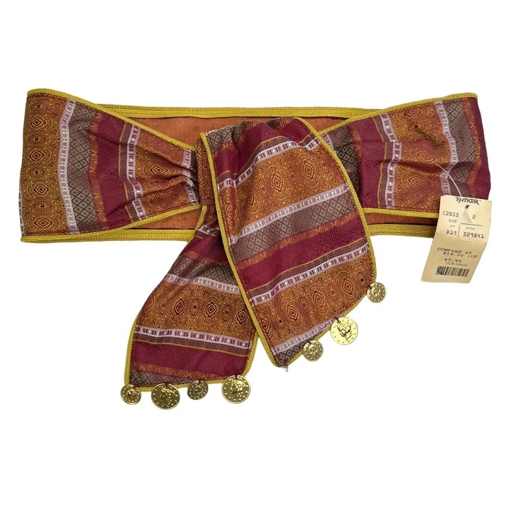 NWT Vintage Omega Fabric Wide Bohemian Coin Belt